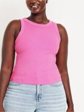 Classic Rib Tank Top in Bright Pink